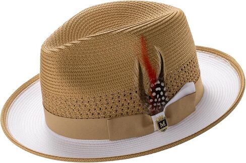 MONTIQUE Two-Tone Ventilated Fedora Hat | Stylish & Elegant Breathable Design Fedora Hats for Modern Touch | H-94 in Saudi Arabia