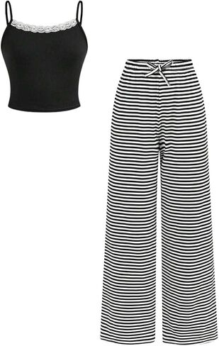 Yoxindax Tween Girls Clothes Summer 2 Piece Outfit Set Crinkle Textured Top Wide Leg Pants Summer Outfits Set in Saudi Arabia