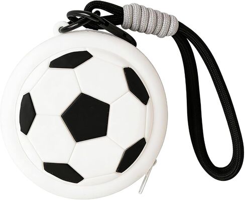 White 3D Soccer Ball Silicone Coin Purse, Cute Mini Zipper Pouch with Wrist Strap, Portable Key Holder Wallet for Students Soccer Sports Fans, Travel, School, Gift for Football Lovers in Saudi Arabia
