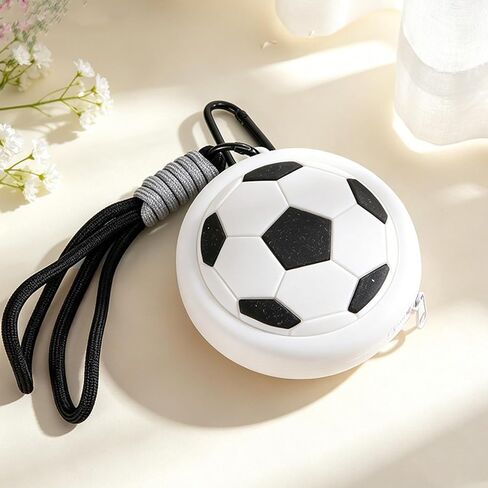 White 3D Soccer Ball Silicone Coin Purse, Cute Mini Zipper Pouch with Wrist Strap, Portable Key Holder Wallet for Students Soccer Sports Fans, Travel, School, Gift for Football Lovers in Saudi Arabia
