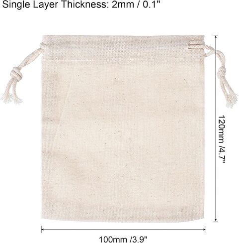 5"x4" Coin Sacks Bag, 12 Pack Bank Coin Deposit Change Transit Bags Canvas Money Bag with Drawstring Gift Bag Style 2, Beige in Kuwait