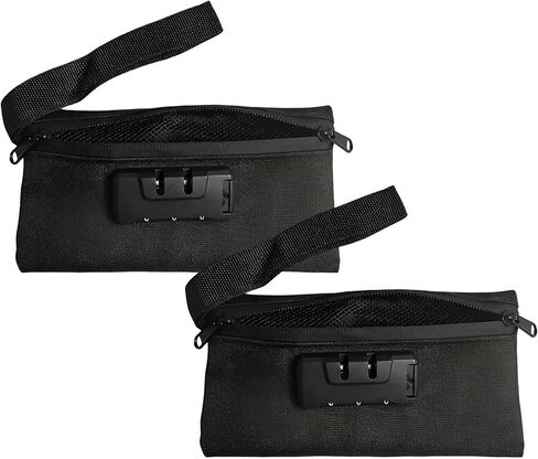 2 Pcs Money Bag with Lock, 7.9 x 3.9 in Lockable Cash Pouch, Polyester Accessories Pouch for Home, Office in Saudi Arabia