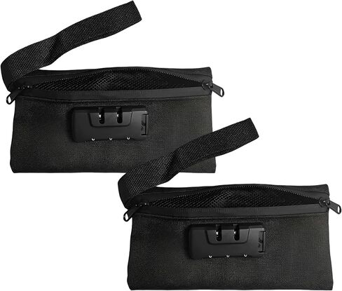2 Pcs Money Bag with Lock, 7.9 x 3.9 in Lockable Cash Pouch, Polyester Accessories Pouch for Home, Office in Saudi Arabia