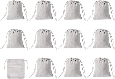 5"x4" Coin Sacks Bag, 12 Pack Bank Coin Deposit Change Transit Bags Canvas Money Bag with Drawstring Gift Bag Style 1, Beige in Kuwait