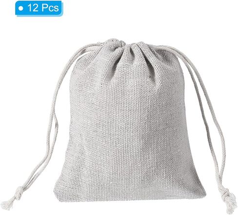 5"x4" Coin Sacks Bag, 12 Pack Bank Coin Deposit Change Transit Bags Canvas Money Bag with Drawstring Gift Bag Style 1, Beige in Kuwait