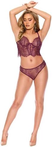 Flirty Underwire Eyelash Lace Cami & Panty Set by Elegant Moments in Kuwait