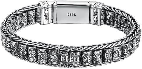 S925 Sterling Silver Six Characters of Truth Turnable Bracelet, Bullying Men's Six Characters of Truth Bracelet in Saudi Arabia