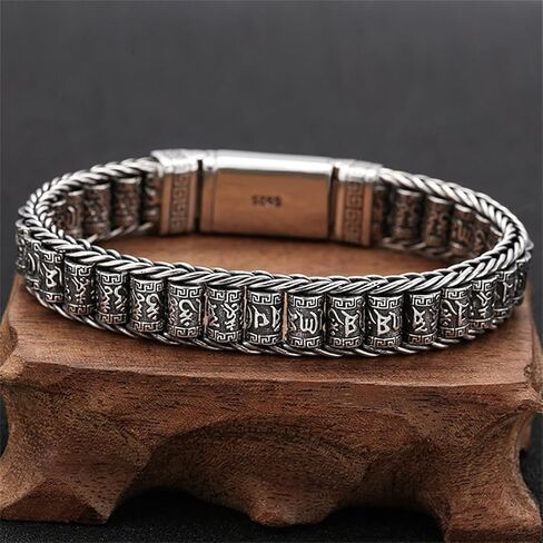 S925 Sterling Silver Six Characters of Truth Turnable Bracelet, Bullying Men's Six Characters of Truth Bracelet in Saudi Arabia