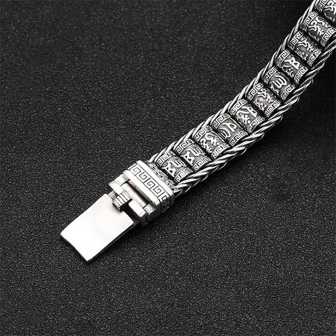 S925 Sterling Silver Six Characters of Truth Turnable Bracelet, Bullying Men's Six Characters of Truth Bracelet in Saudi Arabia