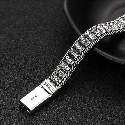 S925 Sterling Silver Six Characters of Truth Turnable Bracelet, Bullying Men's Six Characters of Truth Bracelet in Saudi Arabia