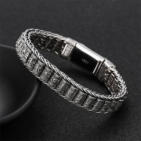 S925 Sterling Silver Six Characters of Truth Turnable Bracelet, Bullying Men's Six Characters of Truth Bracelet in Saudi Arabia