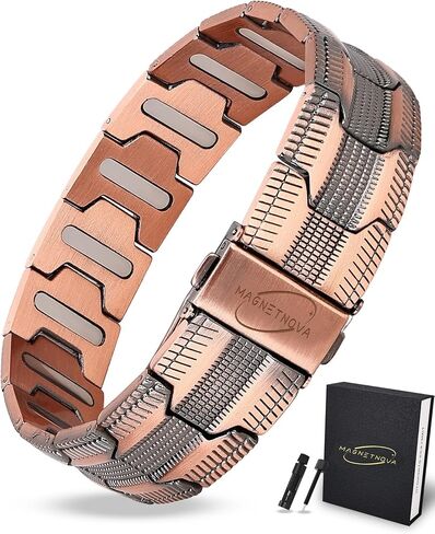 Ultra Strength Magnetic Bracelets for Men, 99.99% Pure Copper Bracelet with 5000 Gauss Magnets, Adjustable Size with Sizing Tool & Gift Box in Saudi Arabia