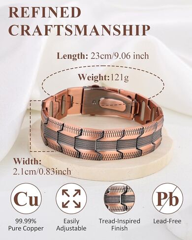 Ultra Strength Magnetic Bracelets for Men, 99.99% Pure Copper Bracelet with 5000 Gauss Magnets, Adjustable Size with Sizing Tool & Gift Box in Saudi Arabia