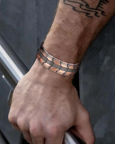 Ultra Strength Magnetic Bracelets for Men, 99.99% Pure Copper Bracelet with 5000 Gauss Magnets, Adjustable Size with Sizing Tool & Gift Box in Saudi Arabia