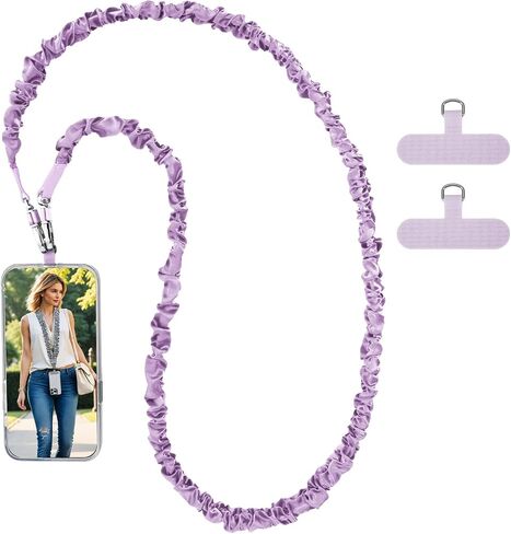 Cell Phone Lanyards, Black Phone Strap Crossbody Wrist Strap Compatible with Most Smart Phones for the Badge and Keys (Black, 50 inch) in Kuwait