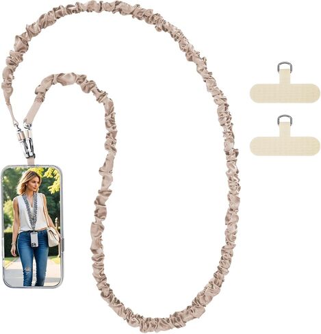 Cell Phone Lanyards, Black Phone Strap Crossbody Wrist Strap Compatible with Most Smart Phones for the Badge and Keys (Black, 50 inch) in Kuwait