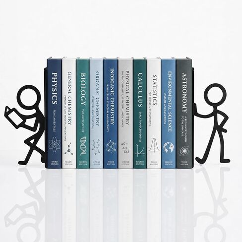 Bookends Decorative Metal Unique Cool Home Desk Bookend Cute Funny Books Ends Reading Decor Bookshelf Decor for Library Office School Livingroom,Ideal Gifts for Book Lovers(Black) in Saudi Arabia