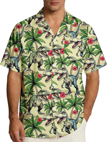 Funny Hawaiian Shirts for Men Short Sleeve, Beach Casual Button Down Shirts Summer Tropical Vacation Aloha Shirt in Saudi Arabia