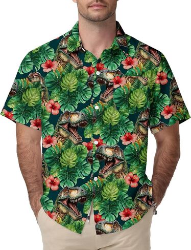 Funny Hawaiian Shirts for Men Short Sleeve, Beach Casual Button Down Shirts Summer Tropical Vacation Aloha Shirt in Saudi Arabia