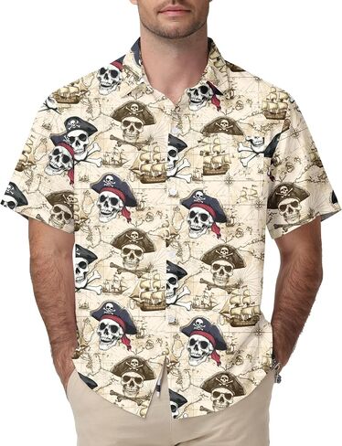 Funny Hawaiian Shirts for Men Short Sleeve, Beach Casual Button Down Shirts Summer Tropical Vacation Aloha Shirt in Saudi Arabia