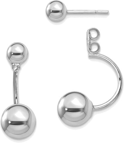 Sterling Silver Rhodium-plated Front & Back Ball Post Earrings Striking in Kuwait
