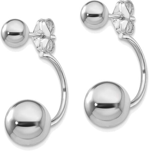 Sterling Silver Rhodium-plated Front & Back Ball Post Earrings Striking in Kuwait