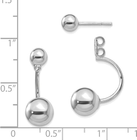 Sterling Silver Rhodium-plated Front & Back Ball Post Earrings Striking in Kuwait