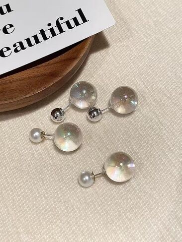 Colorful Bubble Ball Stud Earrings, Colorful Transparent Dreamy Earrings Lightweight Fashionable Earring Jewelry for Women in Kuwait
