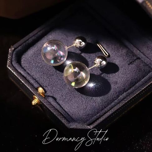 Colorful Bubble Ball Stud Earrings, Colorful Transparent Dreamy Earrings Lightweight Fashionable Earring Jewelry for Women in Kuwait