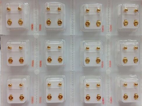 Caflon Ear Piercing Ball Earrings Studs 4mm Gold Plated Surgical Steel 144 Pair in Saudi Arabia