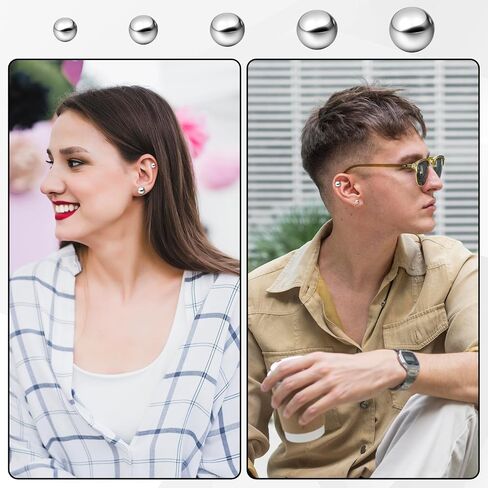 Stainless Steel Stud Earrings for Women, 30PCS Silver Ball Earrings Small Stud Earring Cartilage Earring Round Stud-Earrings for Women Mens, 2mm-6mm in Kuwait