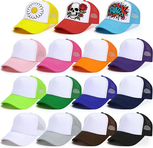 Joyclub 15 Pack Colorful Trucker Hats Bulk Adjustable Sublimation Hats Blank Snapback Mesh Baseball Cap for Man Women in Saudi Arabia