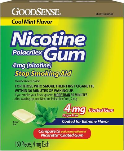 Nicotine Polacrilex Coated Gum 4 mg (Nicotine), Mint Flavor, Stop Smoking Aid in Kuwait