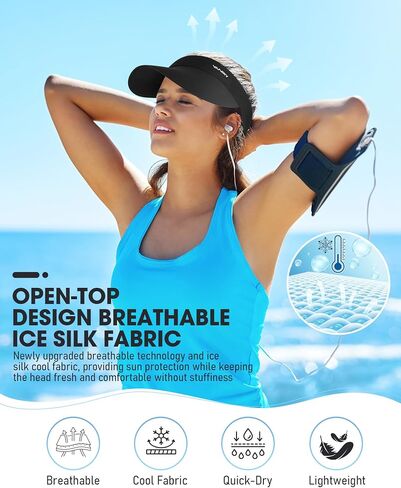 YANIKY Sun Visor Hat for Women,UPF50+ Seamless Sun Hats Men Women Lightweight Sports Cap Stretchy Ponytail Hat for Outdoor in Saudi Arabia