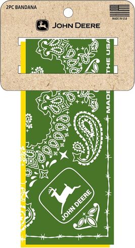 John Deere Logo USA Made 2-Pack Bandanas, Green & Yellow in Kuwait