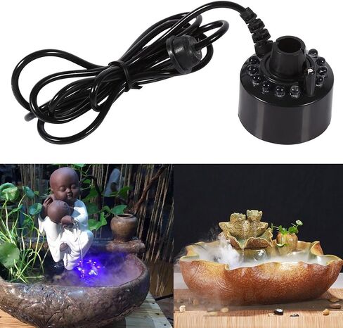 Fdit Mini Mist Maker 24V Color Changing 12 LED Mister Fogger Water Fountain Pond Fog Atomizer Air Humidifier Ultrasonic Mist 12 LED for Halloween in Kuwait