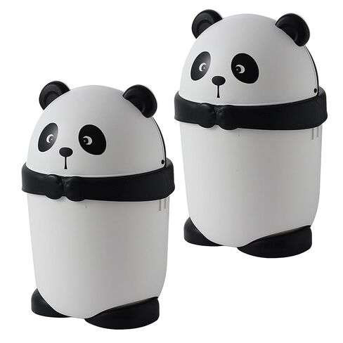 TOYANDONA 2pcs Cute Cartoon Panda Trash Can with Flip Lid, Mini Tabletop Wastebasket for Bedroom, Kitchen, Living Room Home Décor in Kuwait