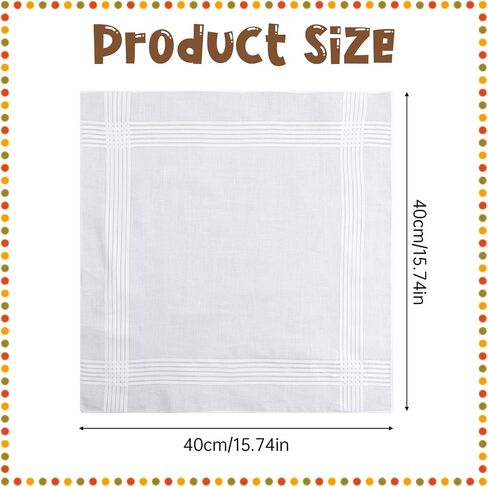 6 Pack White Handkerchiefs bulk for Women Men | Cotton, Scalloped, Reusable, Pocket Design in Saudi Arabia