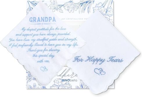 منديل InnoBeta Grandpa، مجموعة منديل Happy Tears مكونة من قطعتين، هدية زرقاء للجد in Kuwait