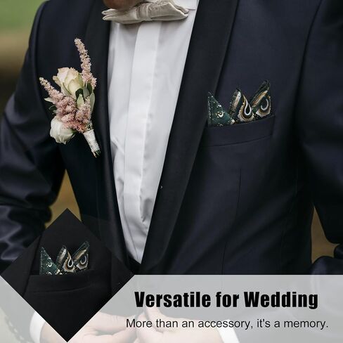 Paisley Pocket Squares for Men, Satin Suit Handkerchiefs with Holder for Wedding Business Prom Accessories in Kuwait