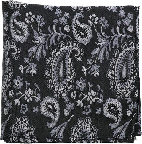Paisley Pocket Squares for Men, Satin Suit Handkerchiefs with Holder for Wedding Business Prom Accessories in Kuwait
