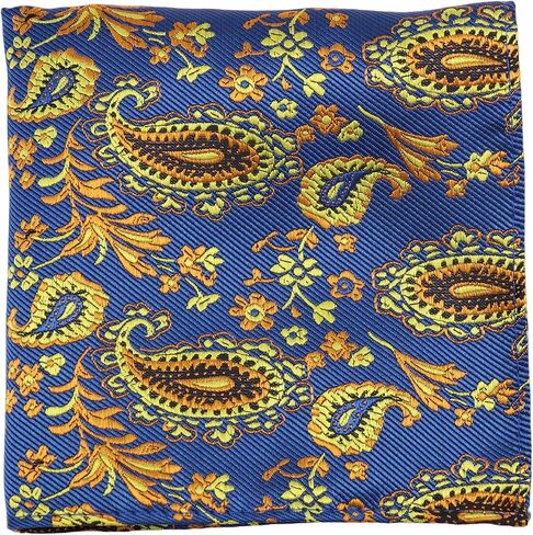 Paisley Pocket Squares for Men, Satin Suit Handkerchiefs with Holder for Wedding Business Prom Accessories in Kuwait