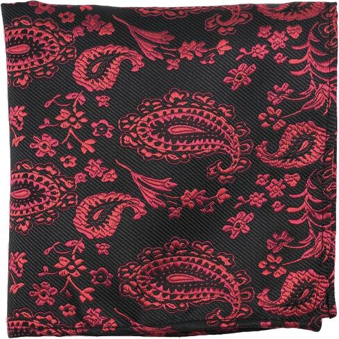 Paisley Pocket Squares for Men, Satin Suit Handkerchiefs with Holder for Wedding Business Prom Accessories in Kuwait