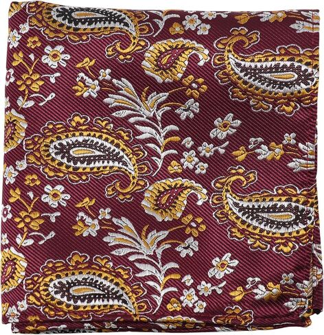 Paisley Pocket Squares for Men, Satin Suit Handkerchiefs with Holder for Wedding Business Prom Accessories in Kuwait