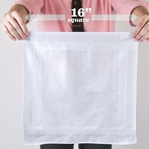 Premium Men’s White Handkerchiefs – 65% Polyester, 35% Cotton Blend – Durable, Soft, and Absorbent – Set of 12 in Kuwait