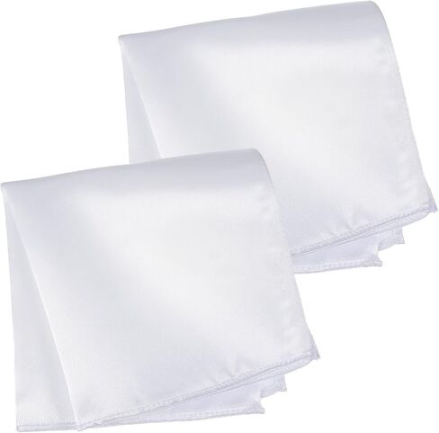 White Pocket Squares for Men, 2 Pcs Mens Satin Pocket Square Solid Color Handkerchiefs for Men, Silk Suit Pockets Squares in Kuwait