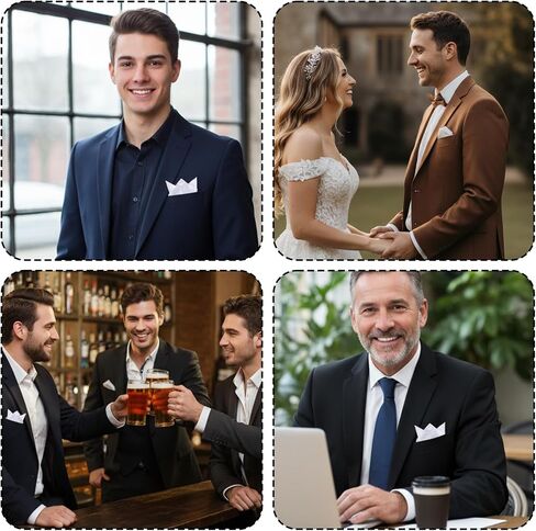 White Pocket Squares for Men, 2 Pcs Mens Satin Pocket Square Solid Color Handkerchiefs for Men, Silk Suit Pockets Squares in Kuwait