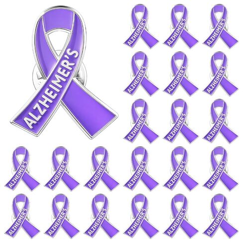 Quelay 50 Pcs Alzheimer's Awareness Pins Purple Ribbon Lapel Pins Purple Ribbon Brooches Bulk for Fundraisers Walks Awareness Home Office Party Favor Gifts in Kuwait