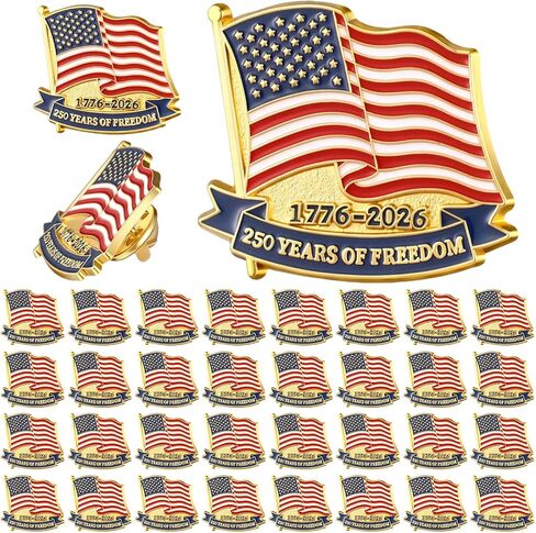 24/48 Pcs 250th Anniversary Lapel Pin Patriotic USA Metal Pin for Independence Day 250th Birthday Celebrating Gift in Saudi Arabia