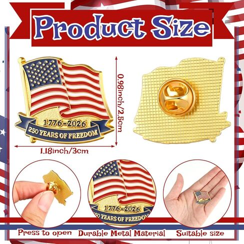24/48 Pcs 250th Anniversary Lapel Pin Patriotic USA Metal Pin for Independence Day 250th Birthday Celebrating Gift in Saudi Arabia